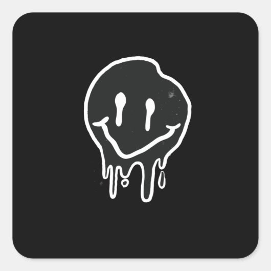 Smiley Black Quadratischer Aufkleber (Vorderseite)