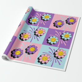 Smiley Blume Power Birthday Wrapping Paper Geschenkpapier