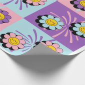 Smiley Blume Power Birthday Wrapping Paper Geschenkpapier (Ecke)