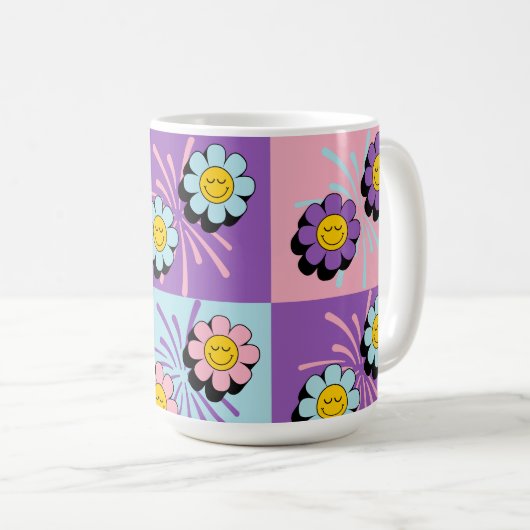 Smiley Blume Power Birthday Wrapping Paper Kaffeetasse (VorderseiteRechts)