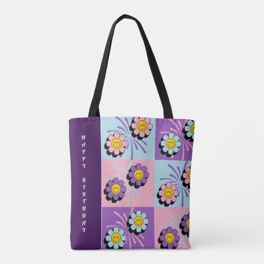 Smiley Blume Power Birthday Wrapping Paper Tasche (Rückseite)