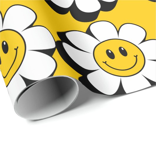 Smiley Blume Wrapping Paper Geschenkpapier (Rolleneckpunkt)
