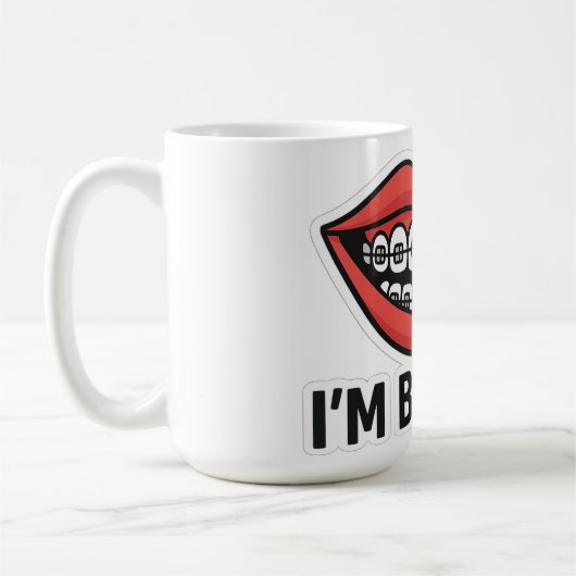 Smiley Braces Fun Sticker - Farbenfrohe Lippen Kaffeetasse (Links)