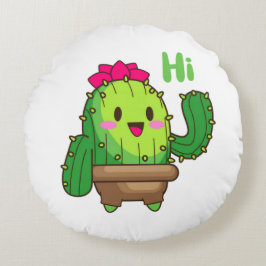 Smiley Cactus Pillow – Hello Plant Design Rundes Kissen