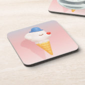 Smiley Cone: 3D Cute Dog Ice Cream Character Art Getränkeuntersetzer (Linke Seite)