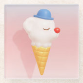 Smiley Cone: 3D Cute Dog Ice Cream Character Art Glasuntersetzer (Vorderseite)