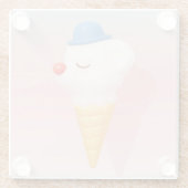 Smiley Cone: 3D Cute Dog Ice Cream Character Art Glasuntersetzer (Rückseite)