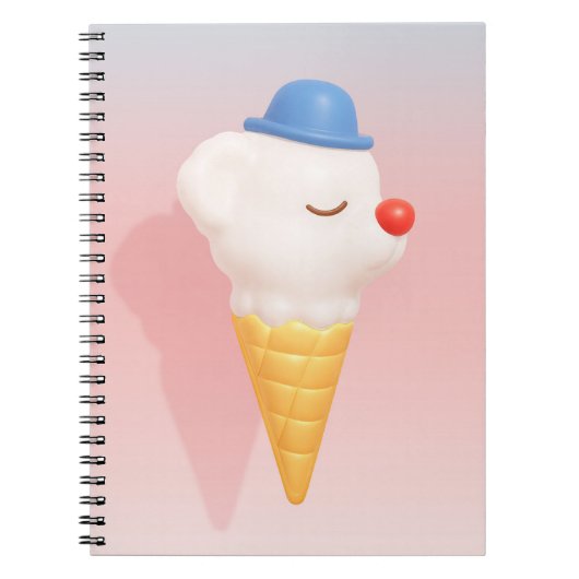 Smiley Cone: 3D Cute Dog Ice Cream Character Art Notizblock (Vorderseite)