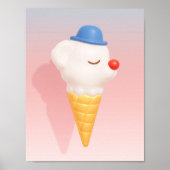 Smiley Cone: 3D Süße Hund-Eiscreme-Charakter-Kunst Poster (Vorne)