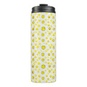Smiley Daisies Pattern – Happy Flower Face Design Thermosbecher (Vorderseite)