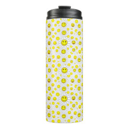 Smiley Daisies Pattern – Happy Flower Face Design Thermosbecher