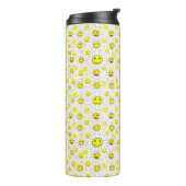 Smiley Daisies Pattern – Happy Flower Face Design Thermosbecher (Nach links gedreht)