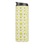 Smiley Daisies Pattern – Happy Flower Face Design Thermosbecher (Nach rechts gedreht)