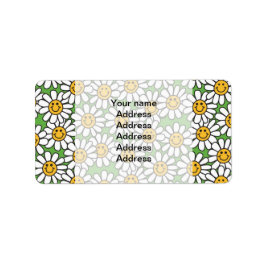 Smiley Daisy Blume Pattern Adressaufkleber