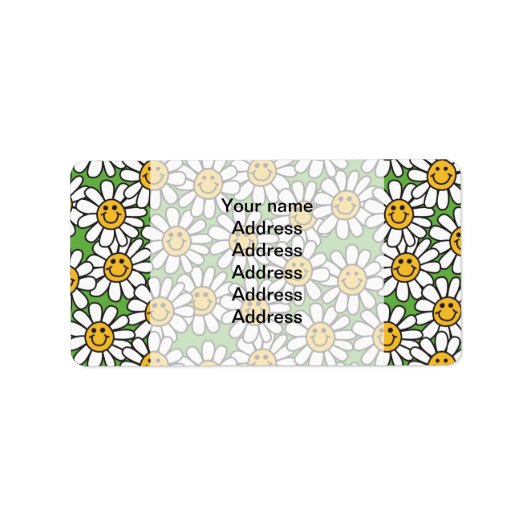 Smiley Daisy Blume Pattern Adressaufkleber (Vorne)