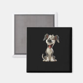 Smiley Dog (schwarzer Hintergrund) Aufkleber Magnet (Vorderseite/Rückseite)