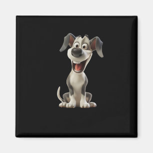 Smiley Dog (schwarzer Hintergrund) Aufkleber Magnet