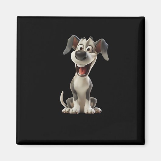 Smiley Dog (schwarzer Hintergrund) Aufkleber Magnet (Vorne)