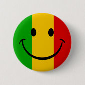 Smiley Emoji Gesicht Rasta Flagge Gestreift Button (Vorderseite)