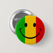 Smiley Emoji Gesicht Rasta Flagge Gestreift Button (Vorne & Hinten)