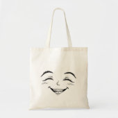 Smiley Face Tote Bag – Hand Drawn Black & White Tragetasche (Vorne)