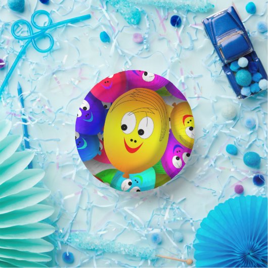 Smiley Faces Balloons Pattern-64171 Pappteller (Party)