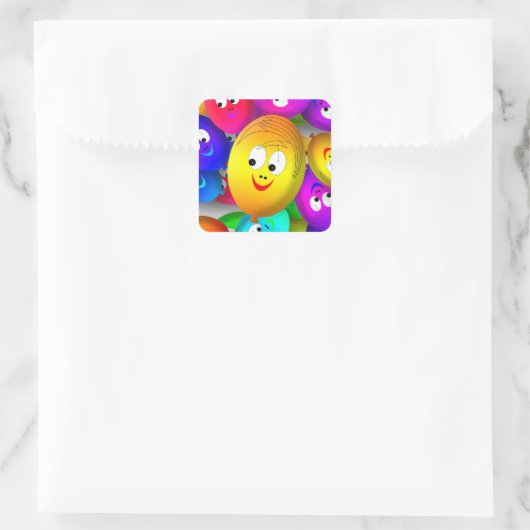 Smiley Faces Balloons Pattern-64171 Quadratischer Aufkleber (Tasche)