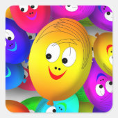 Smiley Faces Balloons Pattern-64171 Quadratischer Aufkleber (Vorderseite)