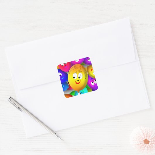 Smiley Faces Balloons Pattern-64171 Quadratischer Aufkleber (Umschlag)