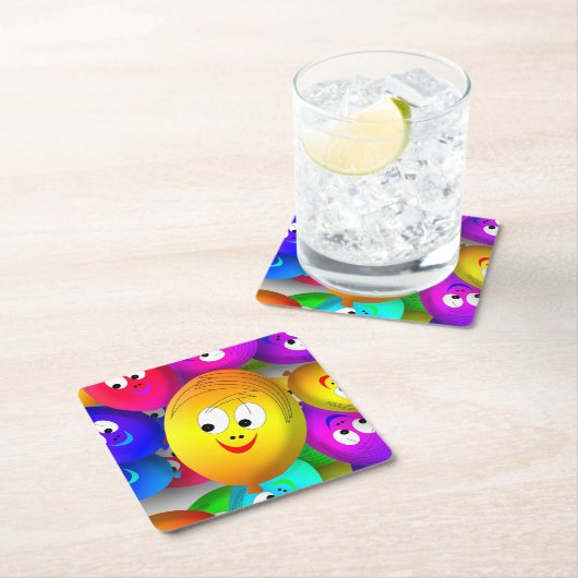 Smiley Faces Balloons Pattern-64171 Rechteckiger Pappuntersetzer (Vor Ort)