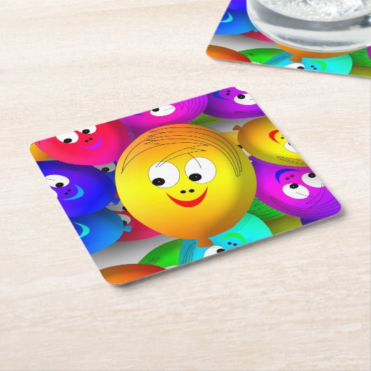 Smiley Faces Balloons Pattern-64171 Rechteckiger Pappuntersetzer (angewinkelt)