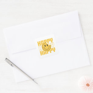 Smiley-Gesicht glücklich Quadratischer Aufkleber