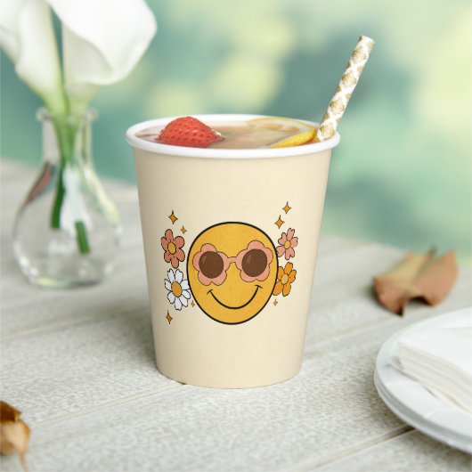 Smiley-Gesicht Retro-Papierbecher Pappbecher (In Situ)