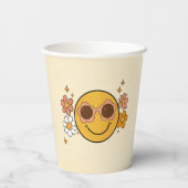 Smiley-Gesicht Retro-Papierbecher Pappbecher (Rückseite)