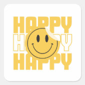 Smiley glücklich quadratischer aufkleber (Vorderseite)