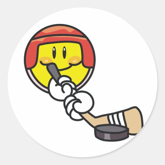 Smiley Hockey Tshirts und Geschenke Runder Aufkleber (Vorderseite)