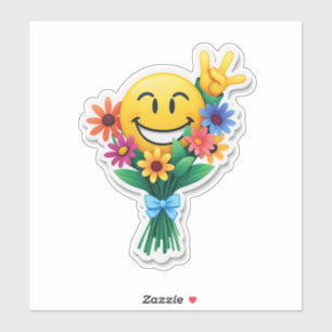"Smiley in Bloom – Farbige Emoji-Blumenstrauß" Aufkleber