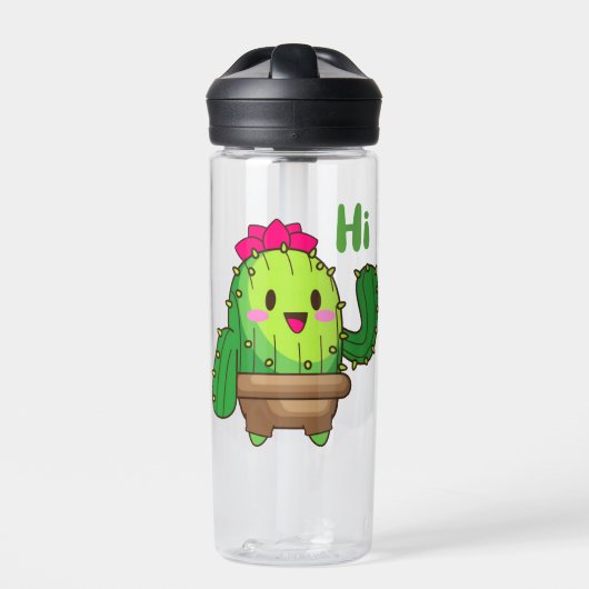 Smiley Kactus Flasche – Hallo grüner Freund (Vorderseite)