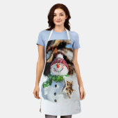 Smiley Little Snowman in Red Hat Schürze (Getragen)