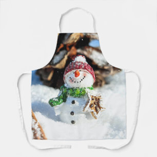 Smiley Little Snowman in Red Hat Schürze