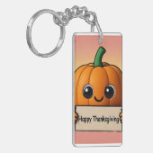 Smiley Pumpkin Charm - Happy Thanksgiving Keychain Schlüsselanhänger (Vorderseite links)