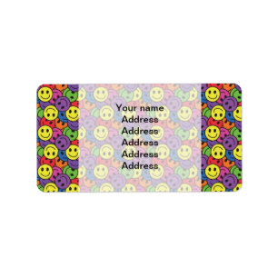 Smiley-Retro Hippy Muster Adressaufkleber