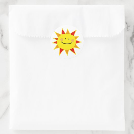 Smiley Sun Runder Aufkleber (Tasche)