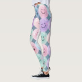 Smileys Grid Leggings - Pastel Gen Z Vibes (Links)