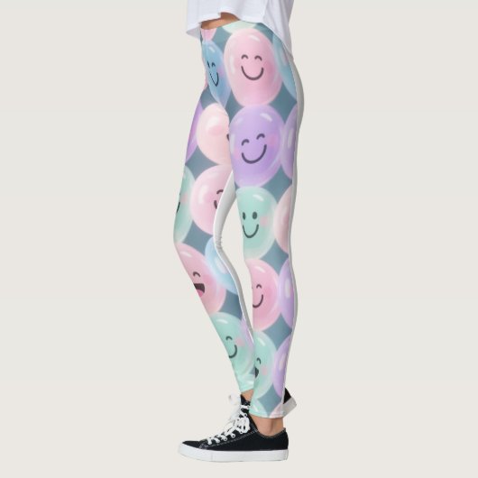 Smileys Grid Leggings - Pastel Gen Z Vibes (Links)