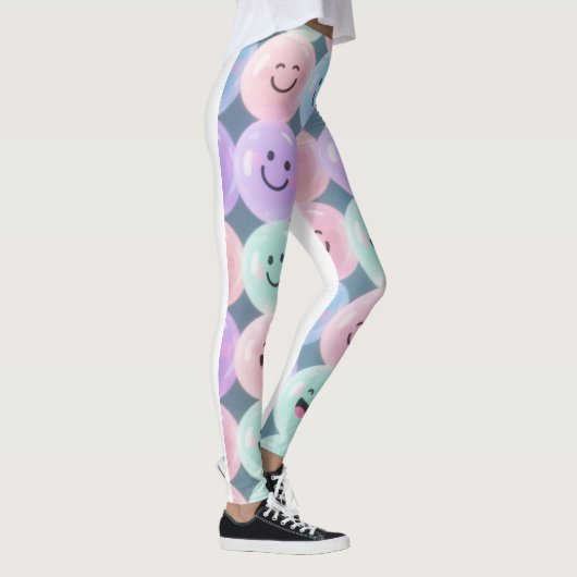 Smileys Grid Leggings - Pastel Gen Z Vibes (Rechts)