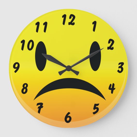 Smilie Face Sad Große Wanduhr (Vorderseite)