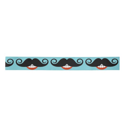 Smilie Mustache Satinband (Vorderseite)