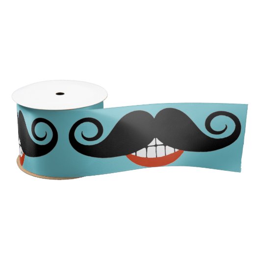 Smilie Mustache Satinband (Spule)