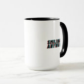 Smiling Anyway Glitch Effect Retro Quote Design Tasse (VorderseiteRechts)